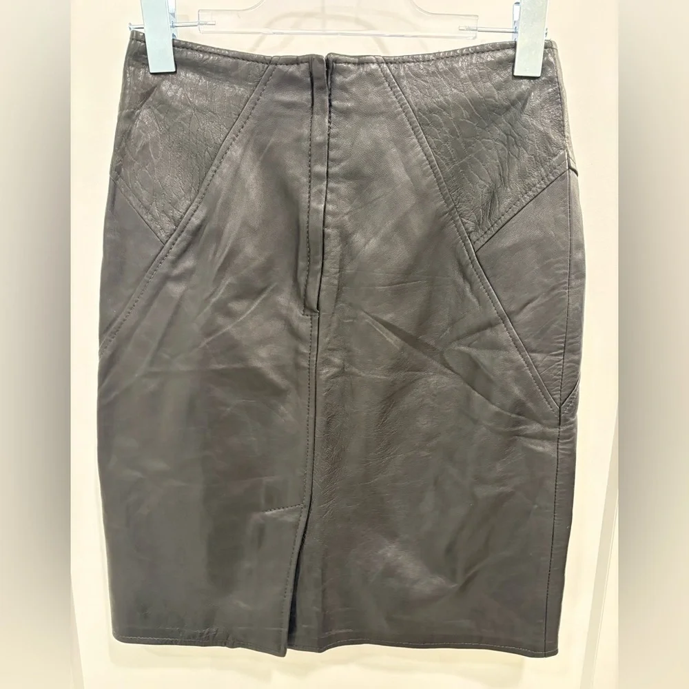 Vintage Soft Black Leather Skirt Size 8 - Picture 7 of 16